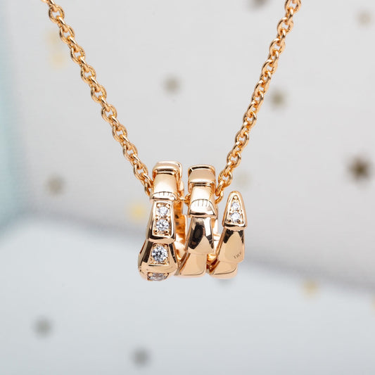 [⭐Clover Jewelry]SERPENTI PINK GOLD NECKLACE DIAMOND