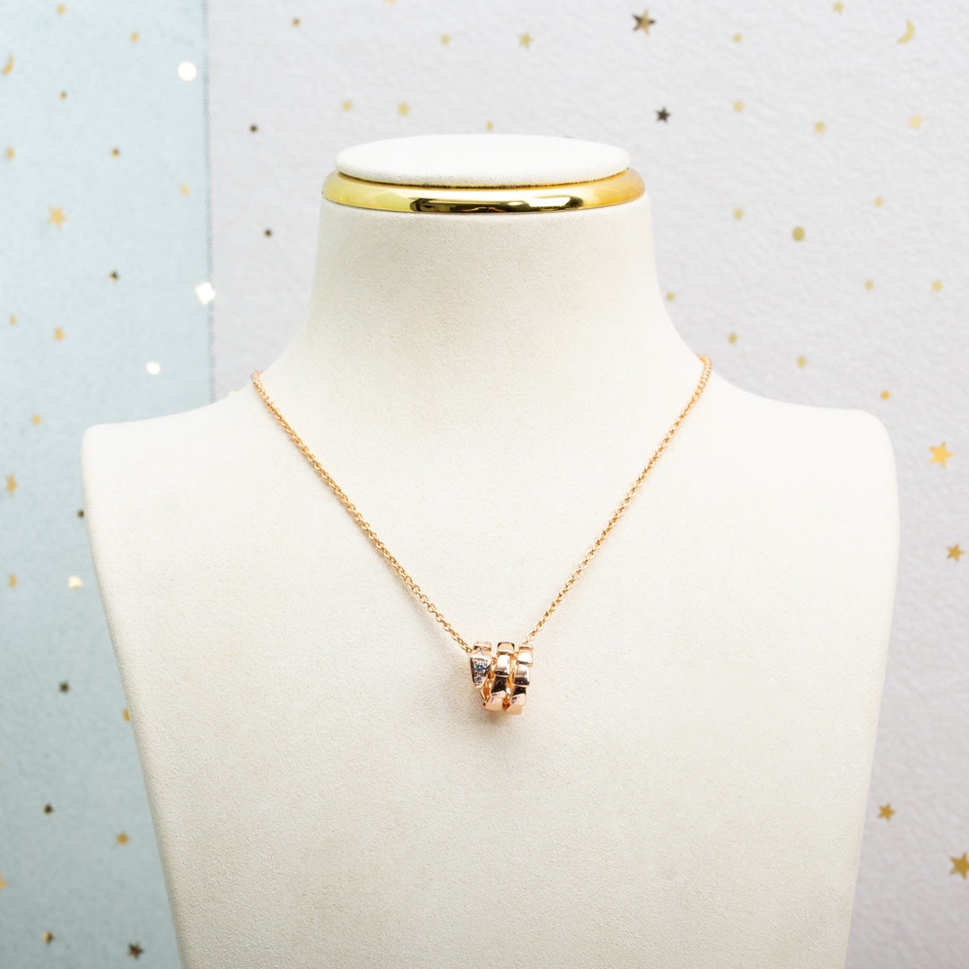 [⭐Clover Jewelry]SERPENTI PINK GOLD NECKLACE DIAMOND