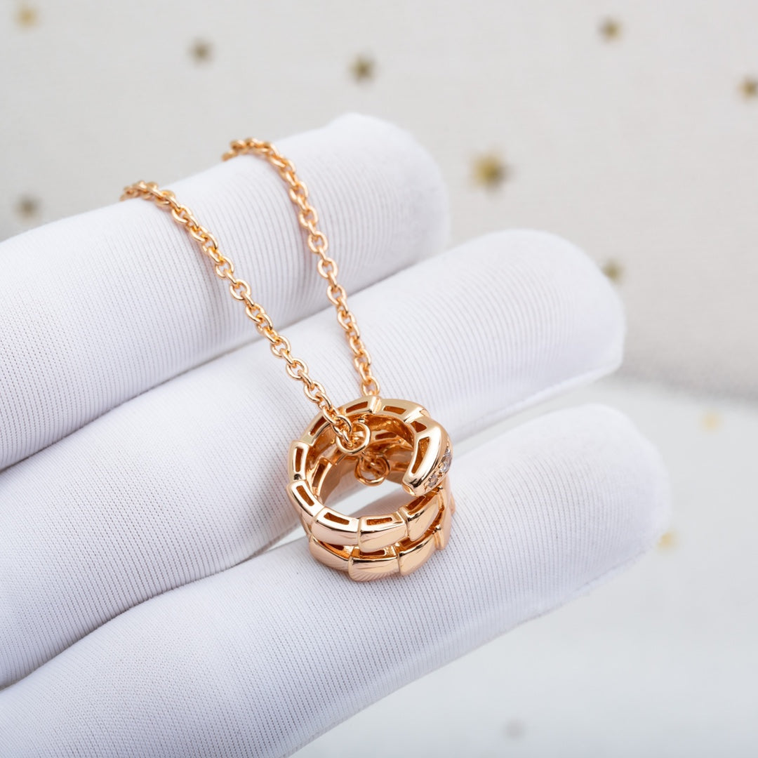 [⭐Clover Jewelry]SERPENTI PINK GOLD NECKLACE DIAMOND