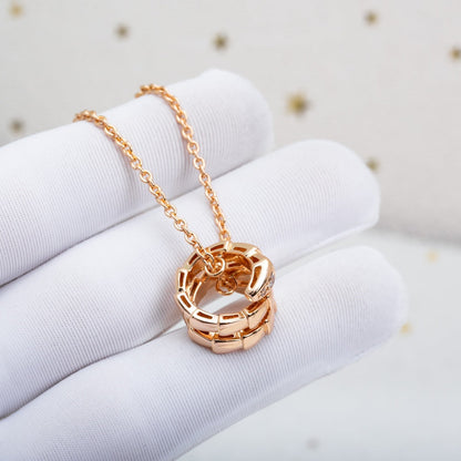 [⭐Clover Jewelry]SERPENTI PINK GOLD NECKLACE DIAMOND