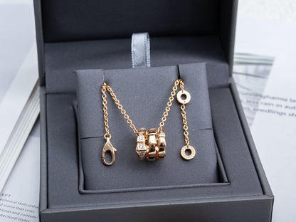 [⭐Clover Jewelry]SERPENTI PINK GOLD NECKLACE DIAMOND