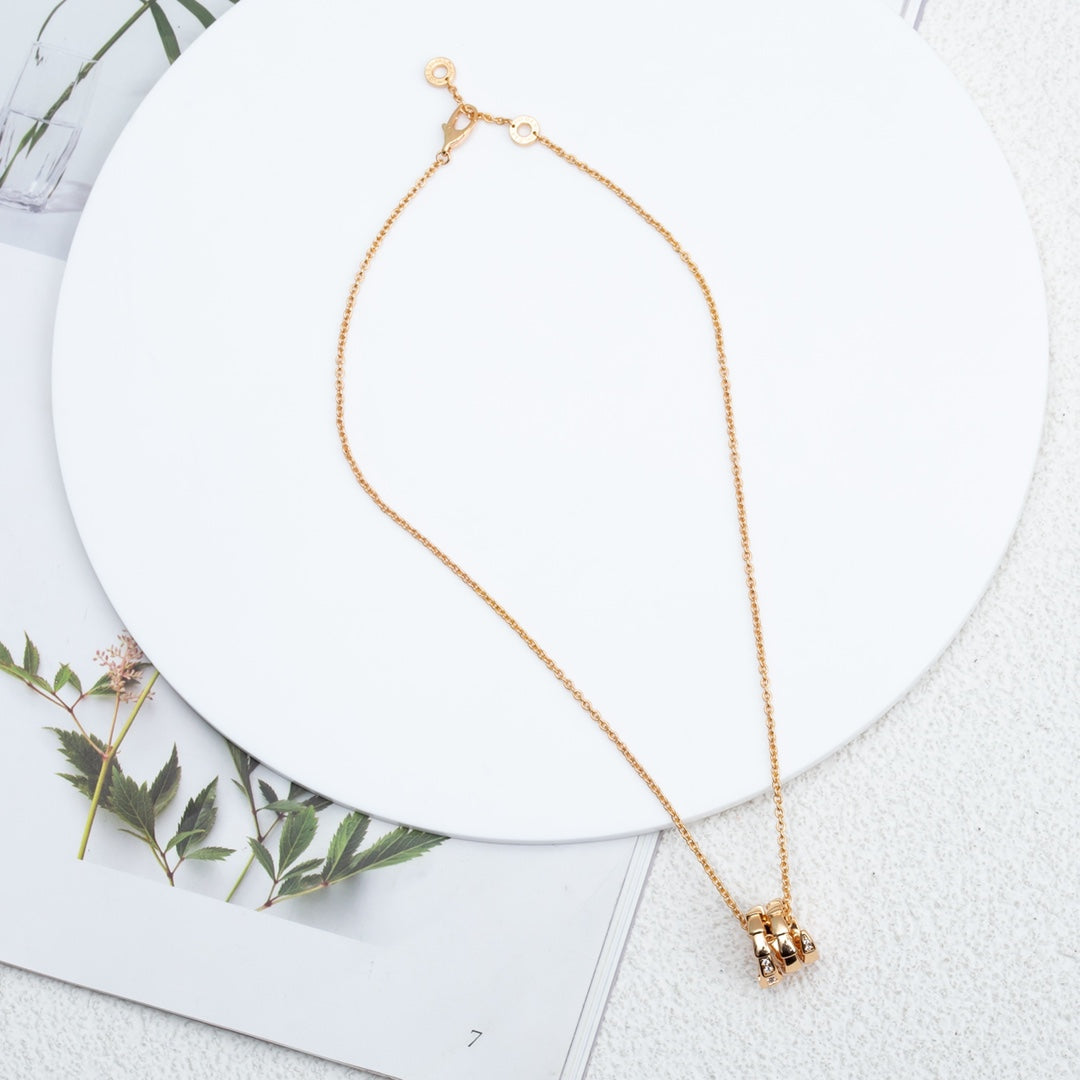 [⭐Clover Jewelry]SERPENTI PINK GOLD NECKLACE DIAMOND
