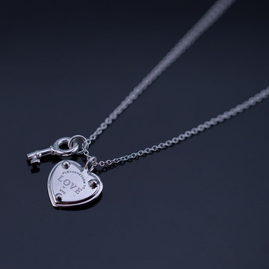 [Clover Jewelry]KEY AND HEART SILVER NECKLACE
