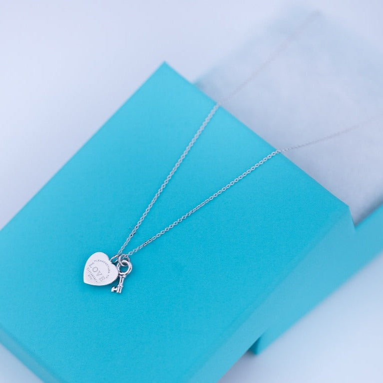 [Clover Jewelry]KEY AND HEART SILVER NECKLACE