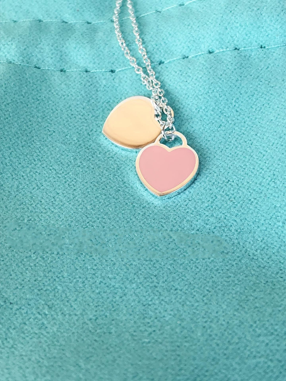 [Clover Jewelry]DOUBLE HEART PEDANT SILVER NECKLACE