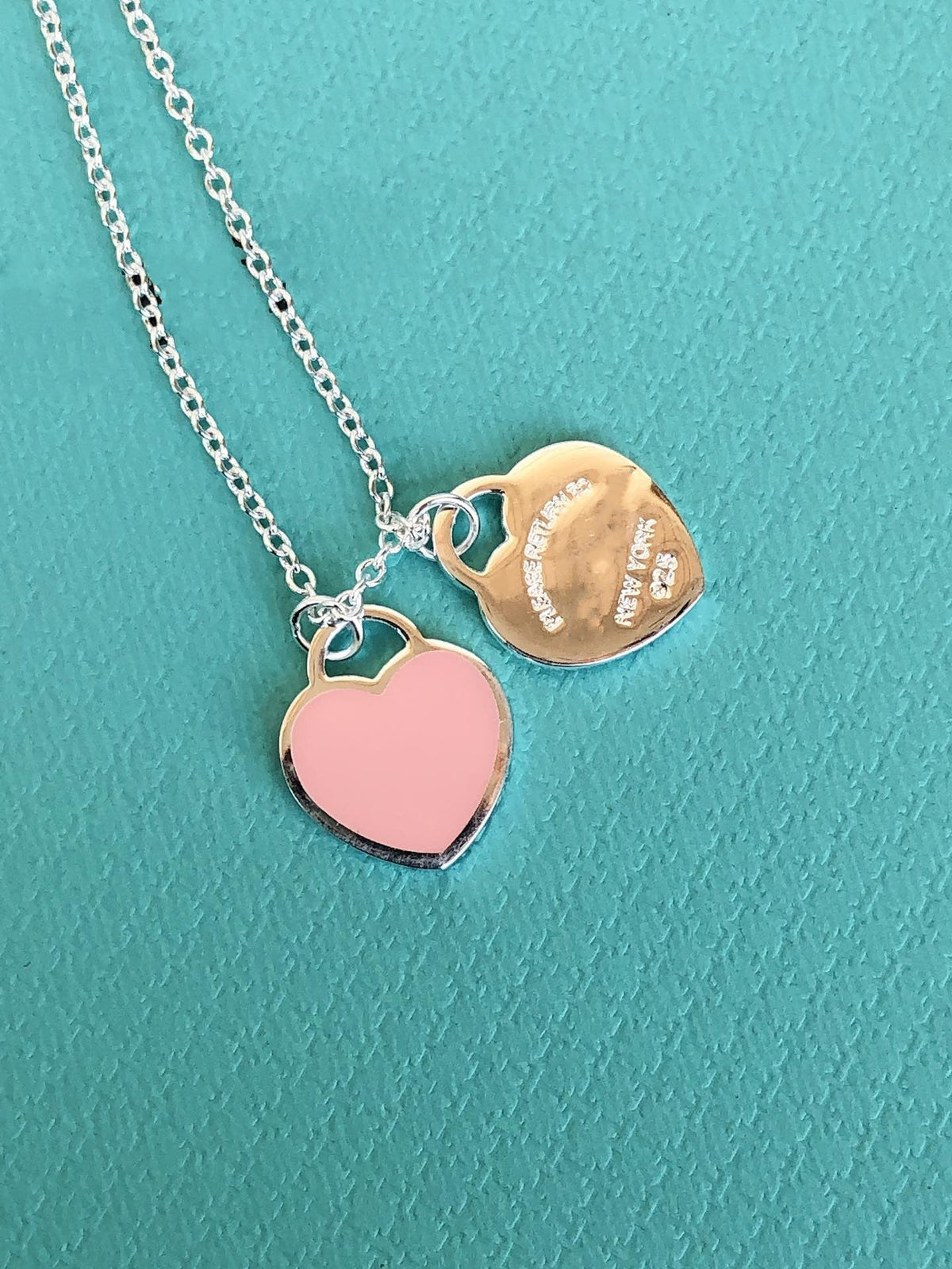 [Clover Jewelry]DOUBLE HEART PEDANT SILVER NECKLACE