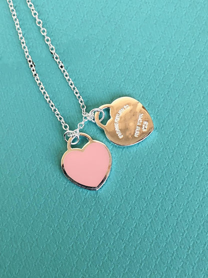 [Clover Jewelry]DOUBLE HEART PEDANT SILVER NECKLACE