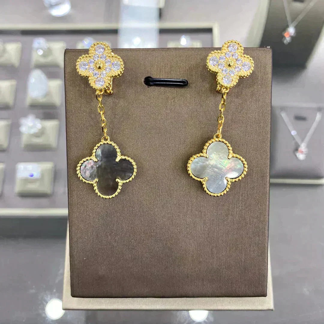 [⭐Clover Jewelry]CLOVER  2 MOTIFS  DIAMOND  EARRINGS (MULTIPLE CHOICESç´