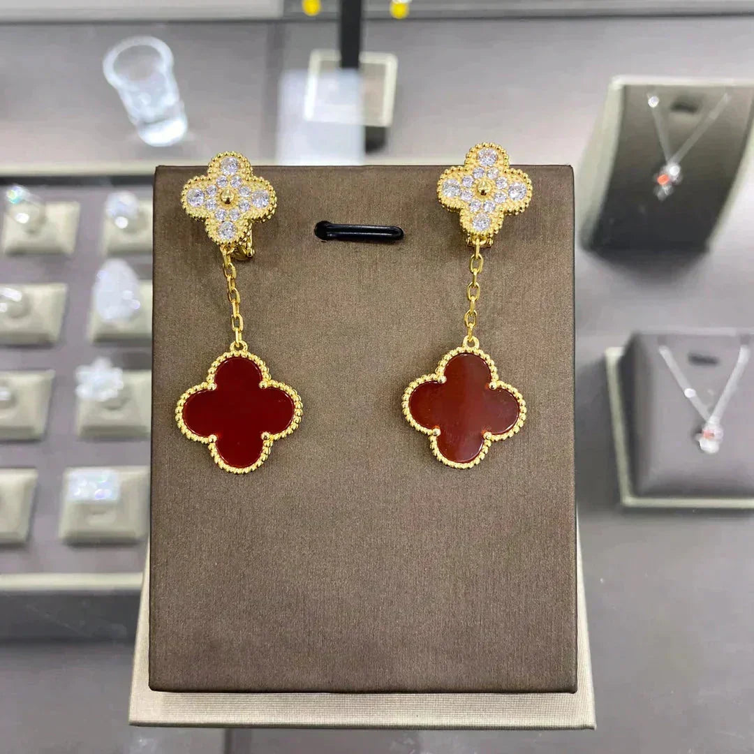 [⭐Clover Jewelry]CLOVER  2 MOTIFS  DIAMOND  EARRINGS (MULTIPLE CHOICESç´