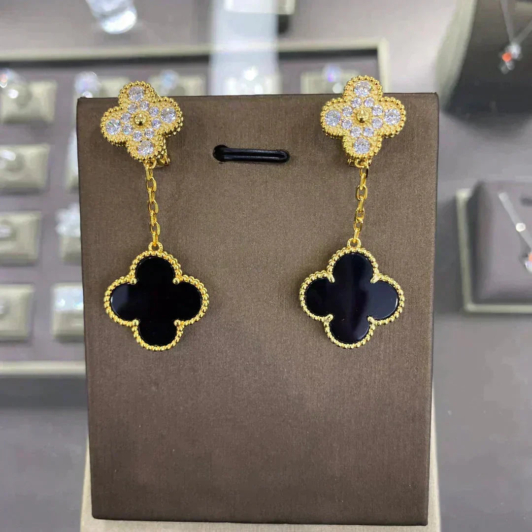 [⭐Clover Jewelry]CLOVER  2 MOTIFS  DIAMOND  EARRINGS (MULTIPLE CHOICESç´