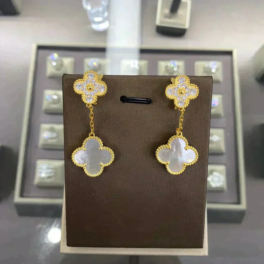 [⭐Clover Jewelry]CLOVER  2 MOTIFS  DIAMOND  EARRINGS (MULTIPLE CHOICESç´