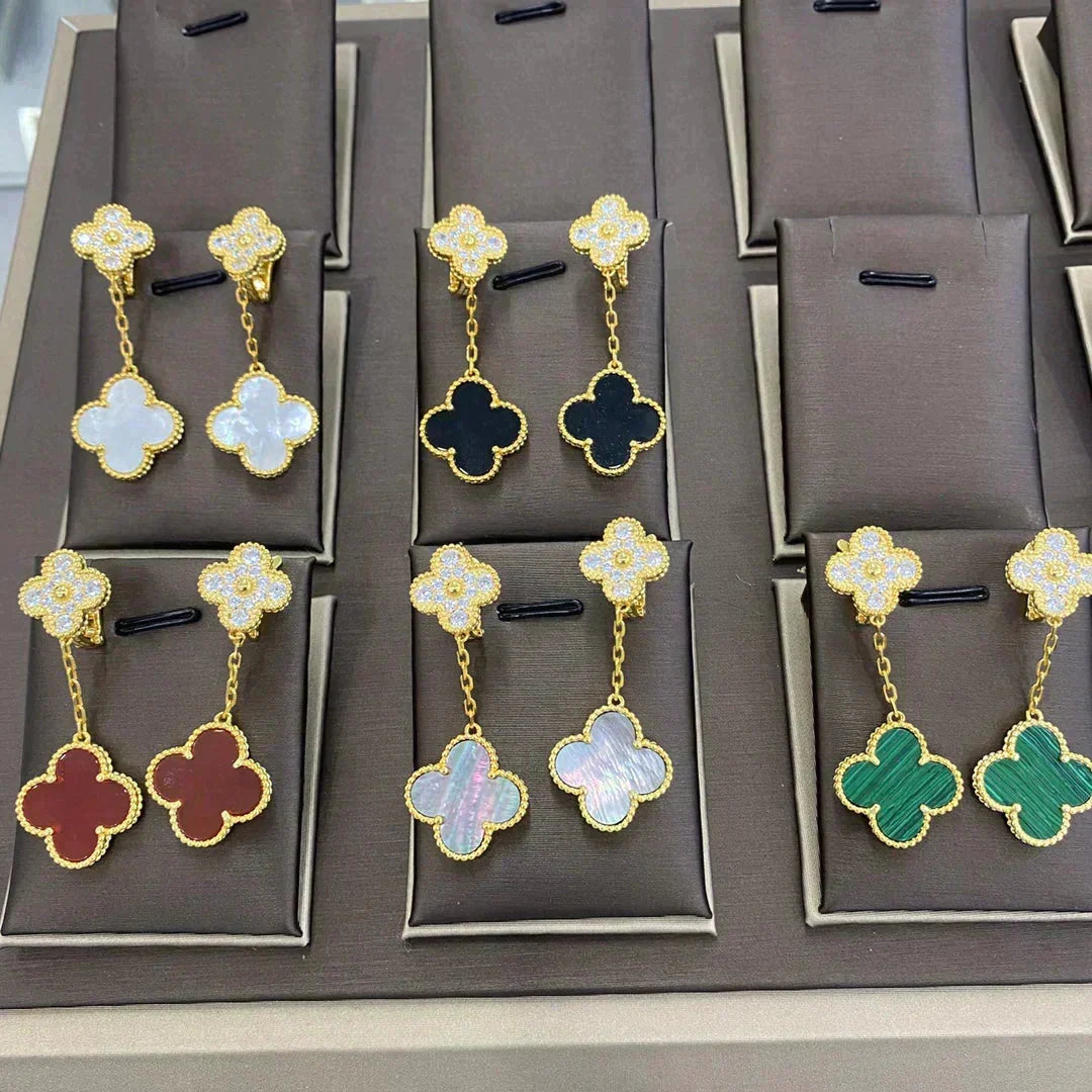 [⭐Clover Jewelry]CLOVER  2 MOTIFS  DIAMOND  EARRINGS (MULTIPLE CHOICESç´