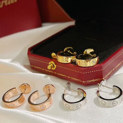 [⭐Clover Jewelry]LOVE EARRINGS 5.7MM 2 DIAMONDS