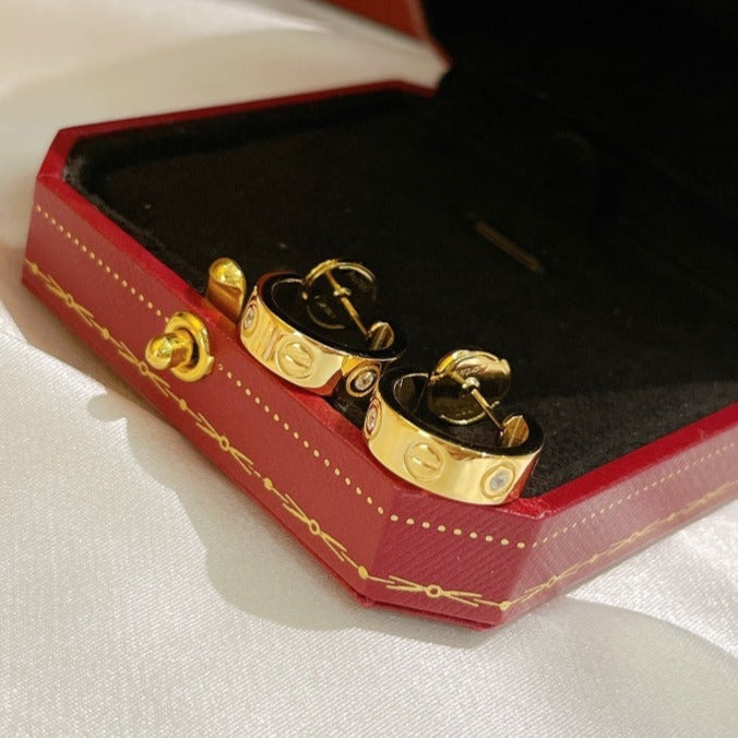 [⭐Clover Jewelry]LOVE EARRINGS 5.7MM 2 DIAMONDS