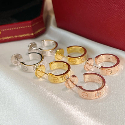 [⭐Clover Jewelry]LOVE EARRINGS 5.7MM 2 DIAMONDS
