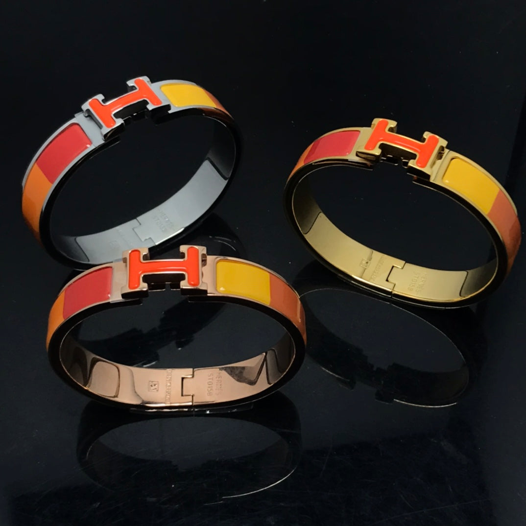 [⭐Clover Jewelry]H BRACELET ORANGE RAINBOW CERAMIC
