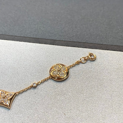 [⭐Clover Jewelry]STAR AND SUN 4 MOTIFS GOLD DIAMONDS BRACELET