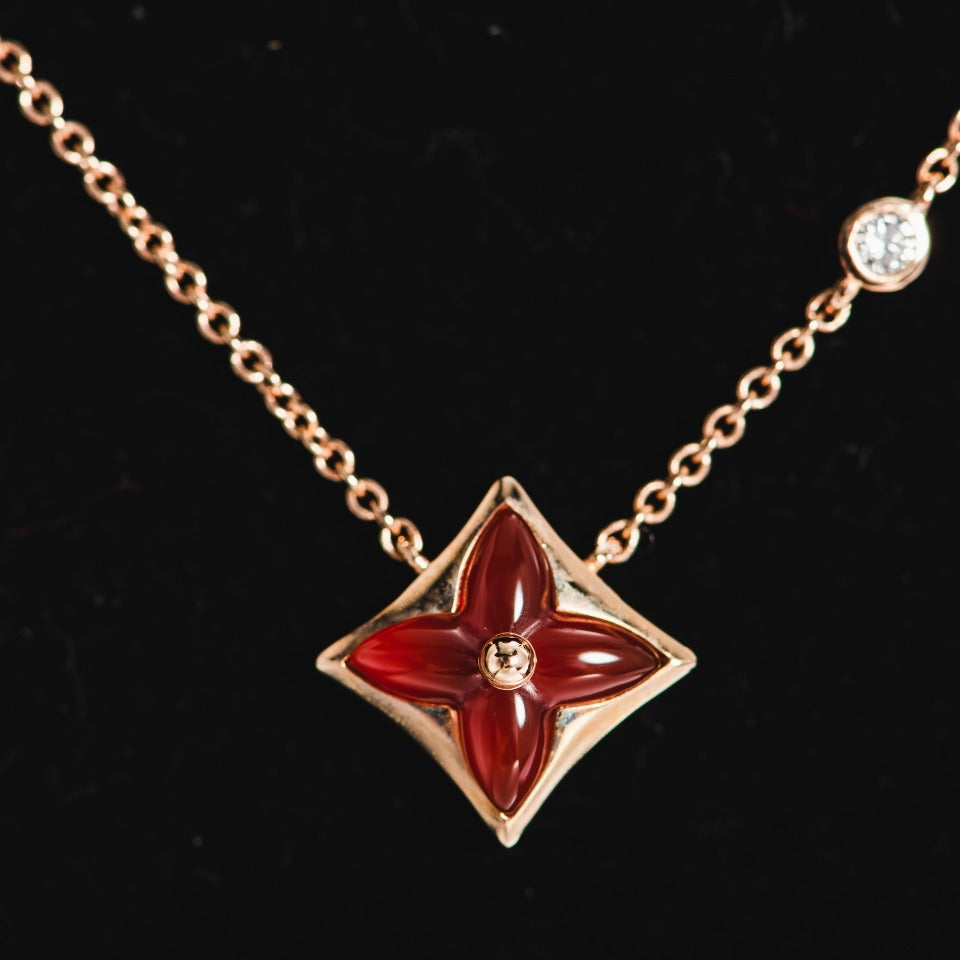 [⭐Clover Jewelry]STAR NECKLACE PINK GOLD 1 DIAMOND