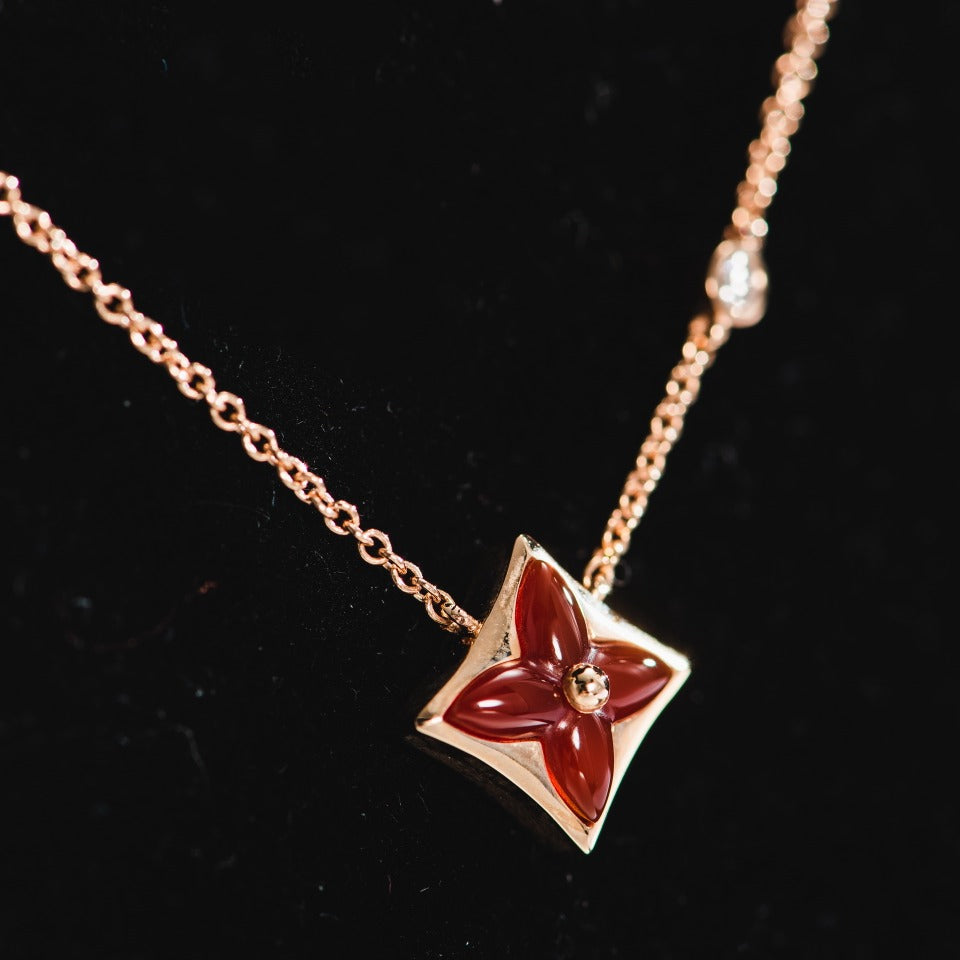 [⭐Clover Jewelry]STAR NECKLACE PINK GOLD 1 DIAMOND