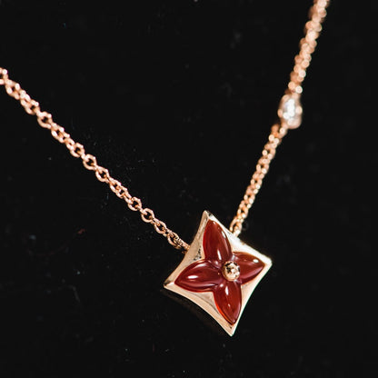 [⭐Clover Jewelry]STAR NECKLACE PINK GOLD 1 DIAMOND