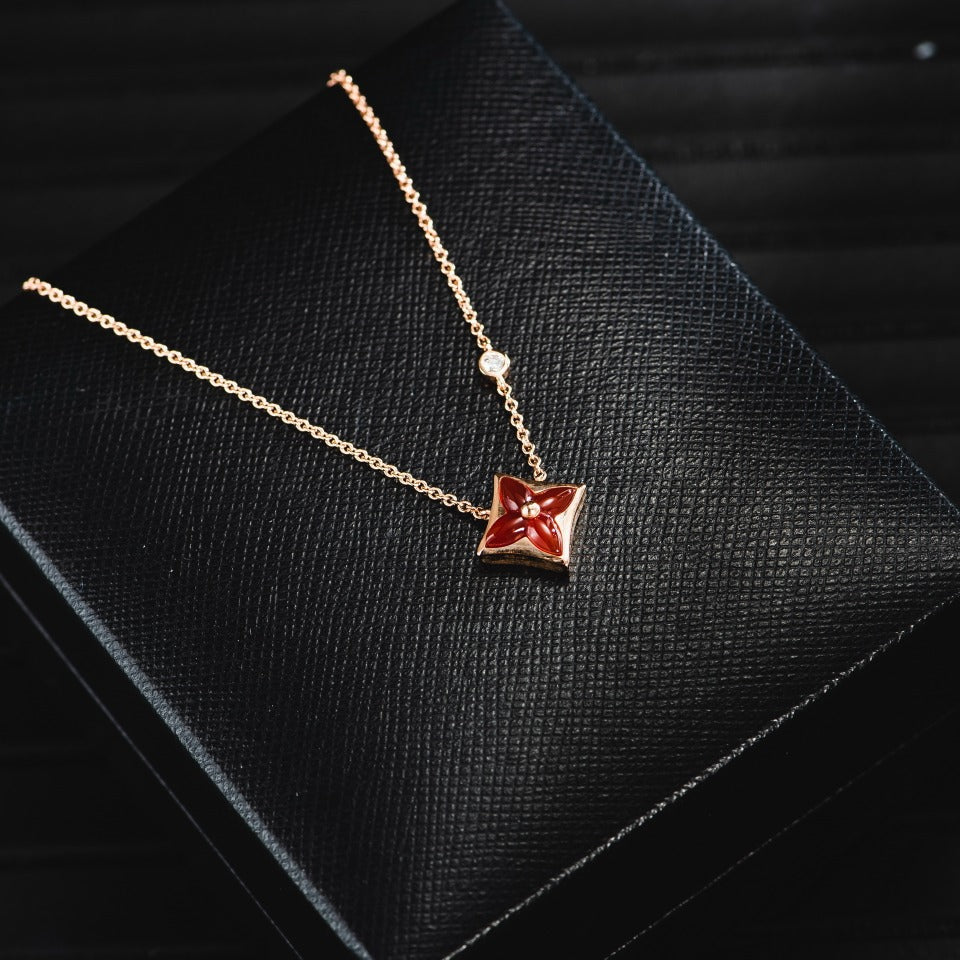 [⭐Clover Jewelry]STAR NECKLACE PINK GOLD 1 DIAMOND