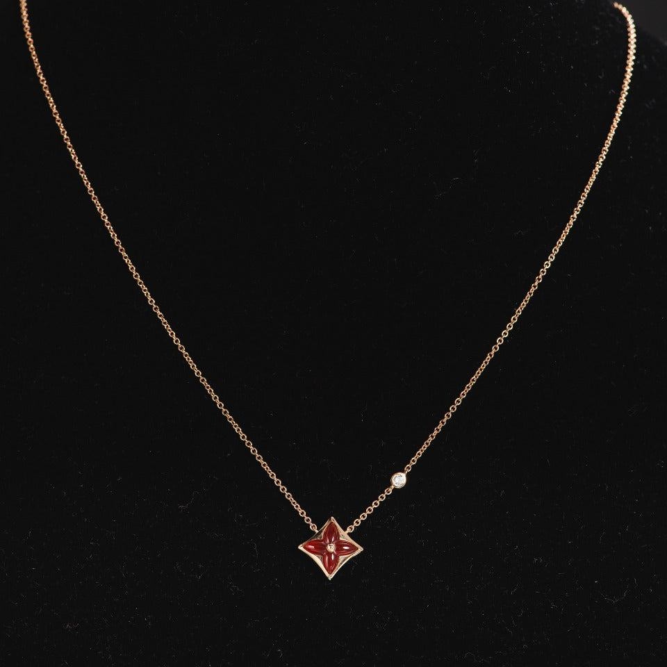 [⭐Clover Jewelry]STAR NECKLACE PINK GOLD 1 DIAMOND