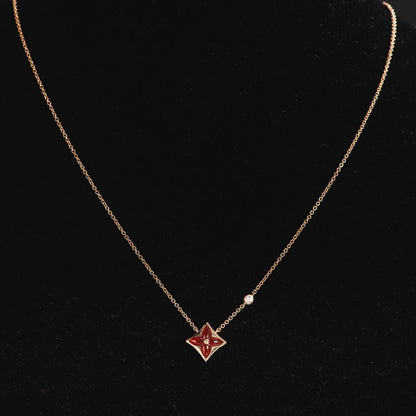 [⭐Clover Jewelry]STAR NECKLACE PINK GOLD 1 DIAMOND