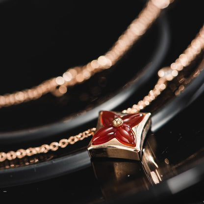 [⭐Clover Jewelry]STAR NECKLACE PINK GOLD 1 DIAMOND