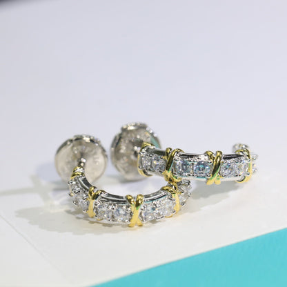 [Clover Jewelry]TWENTY STONE HOOP GOLD EARRINGS