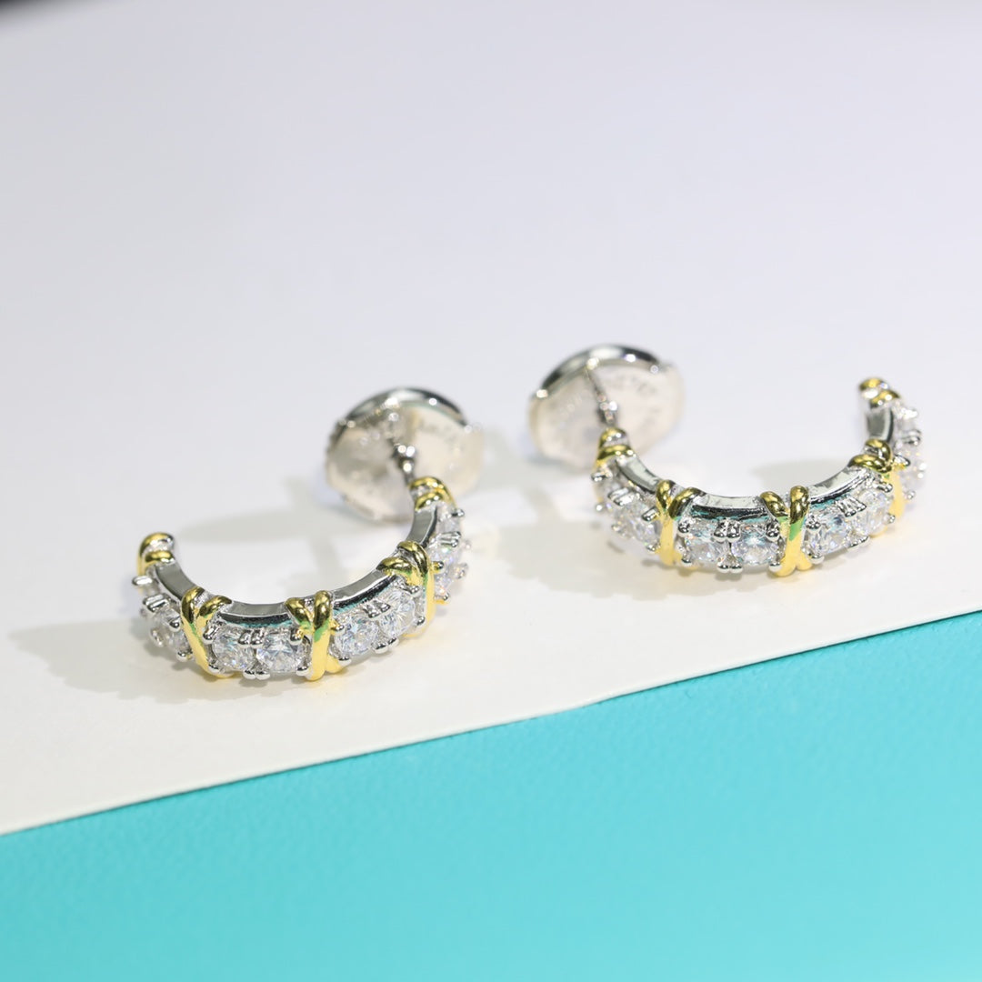 [Clover Jewelry]TWENTY STONE HOOP GOLD EARRINGS