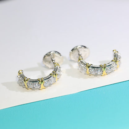 [Clover Jewelry]TWENTY STONE HOOP GOLD EARRINGS