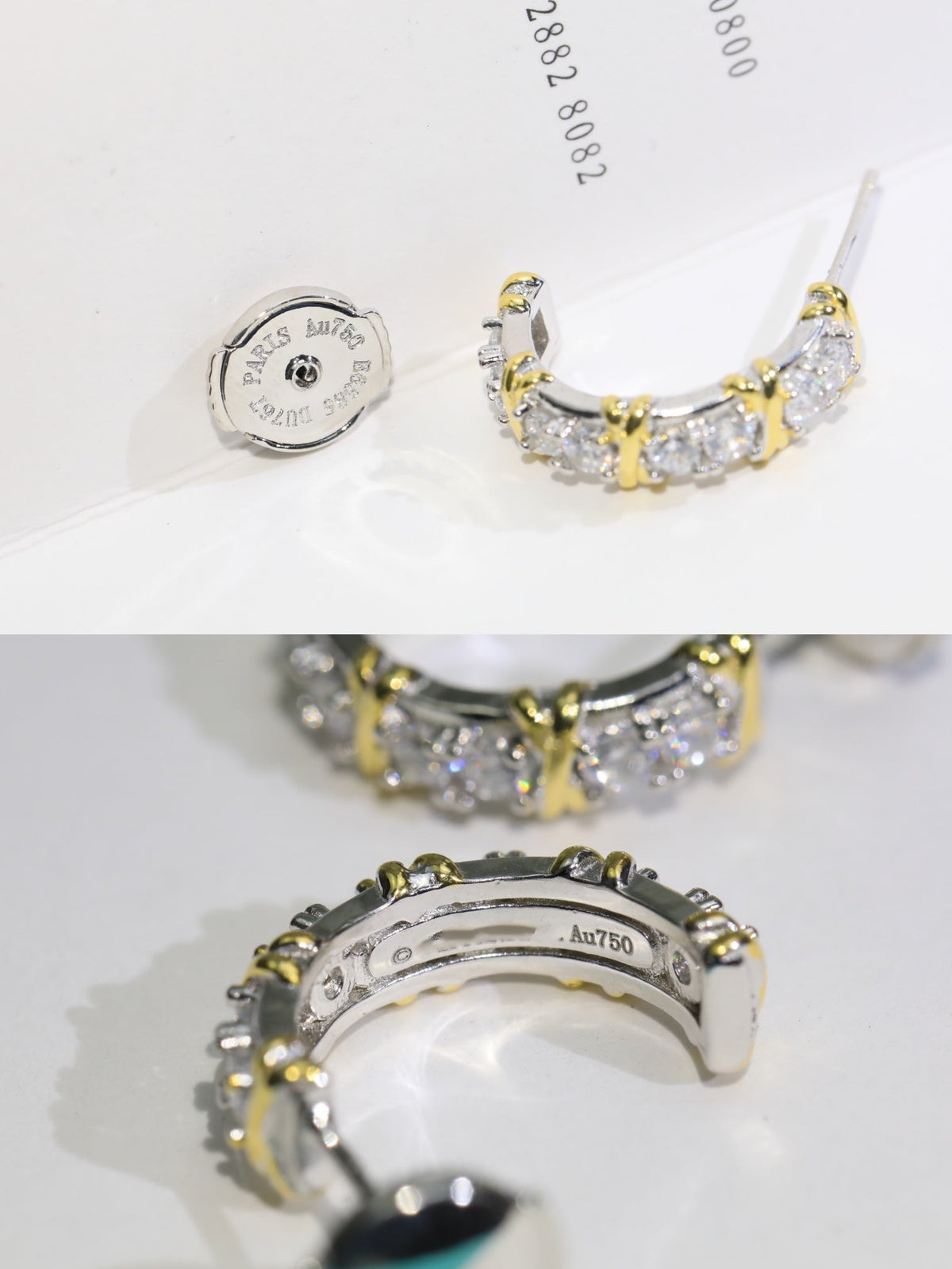 [Clover Jewelry]TWENTY STONE HOOP GOLD EARRINGS
