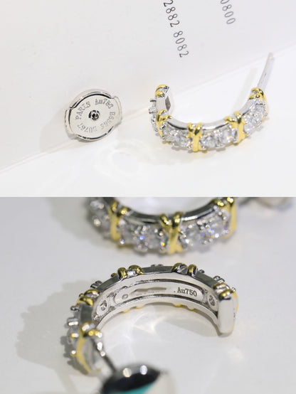 [Clover Jewelry]TWENTY STONE HOOP GOLD EARRINGS