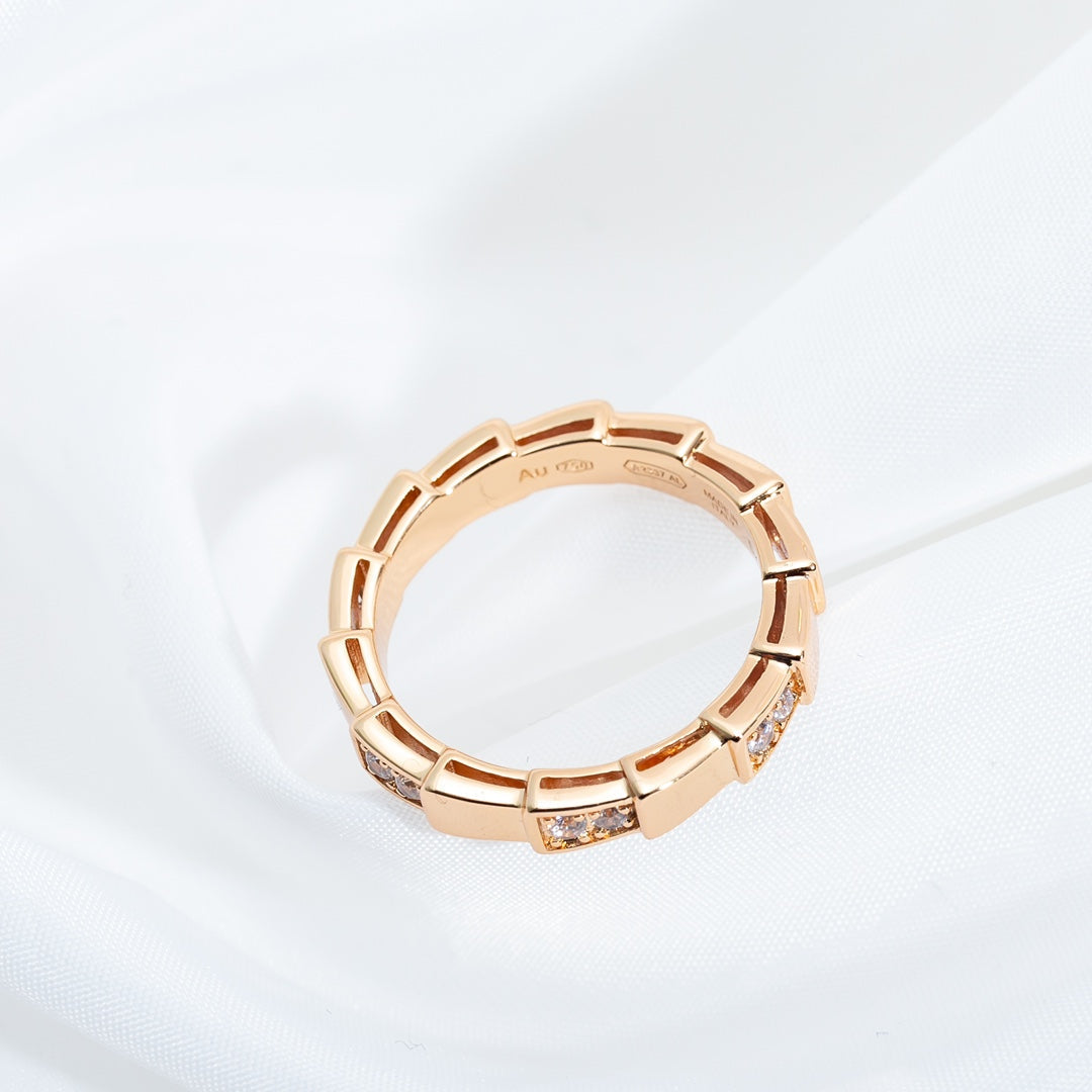 [⭐Clover Jewelry]SERPENTI RING PINK GOLD  3MM
