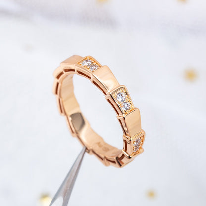 [⭐Clover Jewelry]SERPENTI RING PINK GOLD  3MM