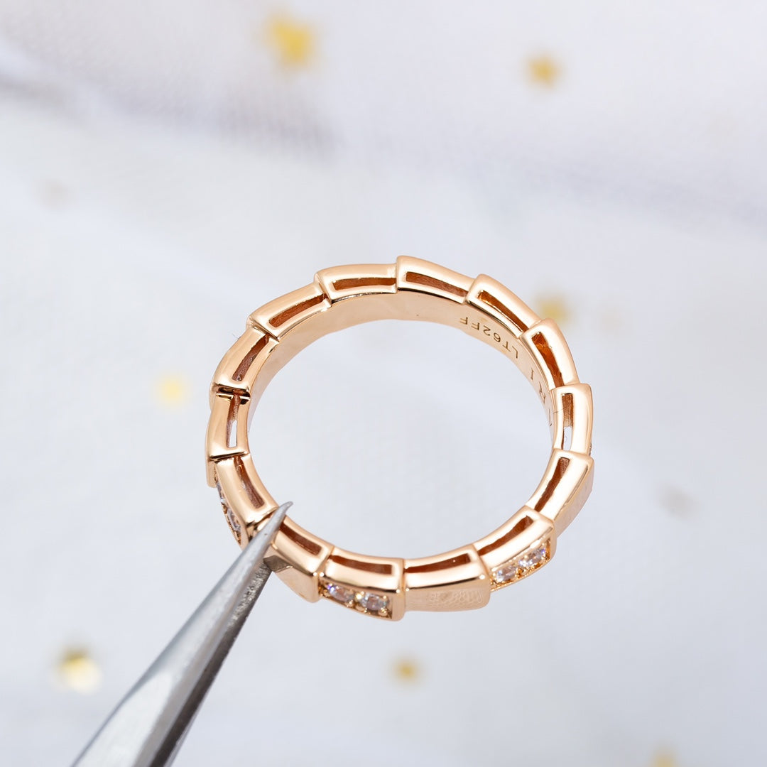 [⭐Clover Jewelry]SERPENTI RING PINK GOLD  3MM