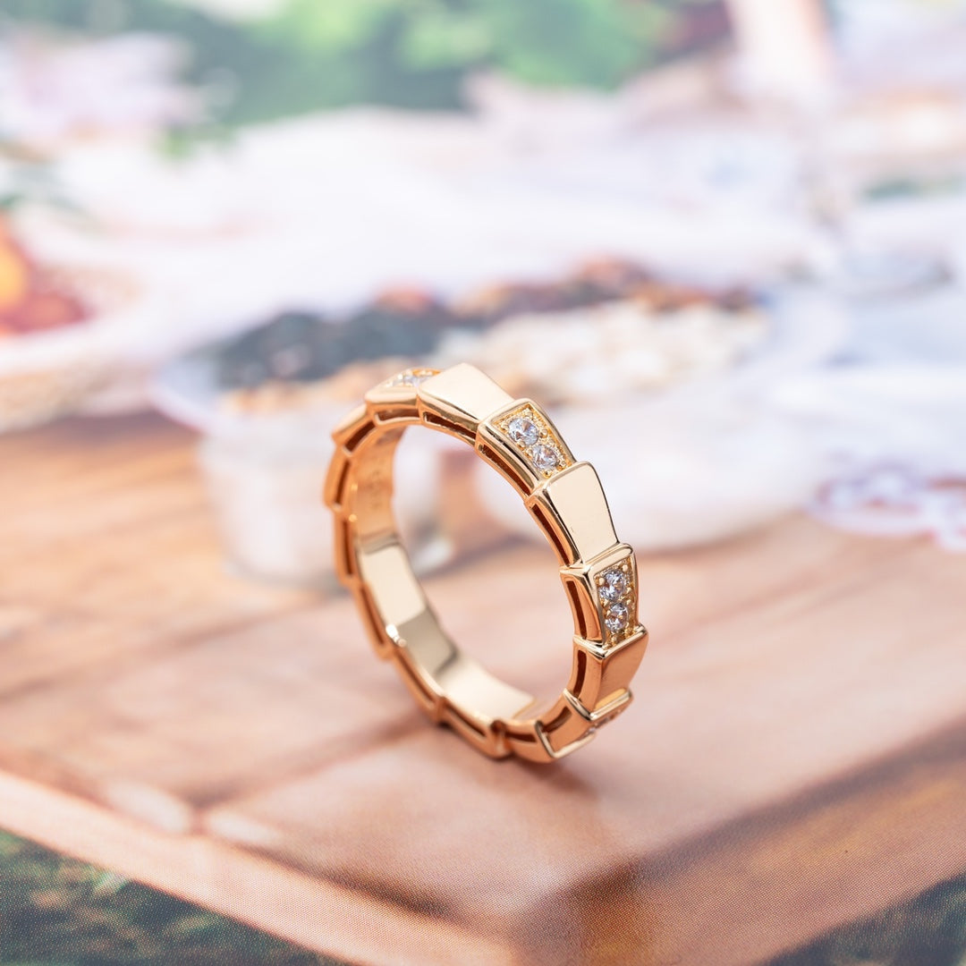 [⭐Clover Jewelry]SERPENTI RING PINK GOLD  3MM