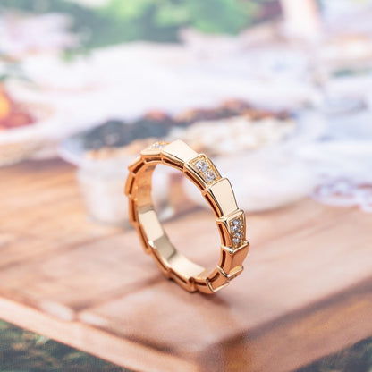 [⭐Clover Jewelry]SERPENTI RING PINK GOLD  3MM