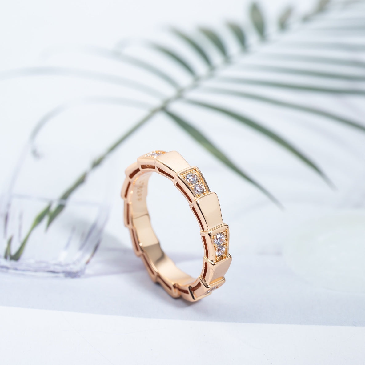[⭐Clover Jewelry]SERPENTI RING PINK GOLD  3MM