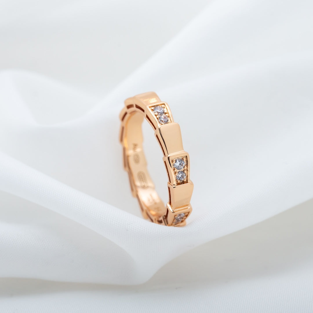 [⭐Clover Jewelry]SERPENTI RING PINK GOLD  3MM