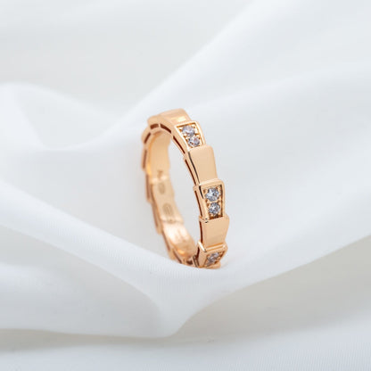 [⭐Clover Jewelry]SERPENTI RING PINK GOLD  3MM