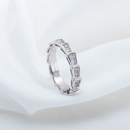 [⭐Clover Jewelry]SERPENTI RING SILVER DIAMOND PAVED 3MM