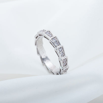 [⭐Clover Jewelry]SERPENTI RING SILVER DIAMOND PAVED 3MM
