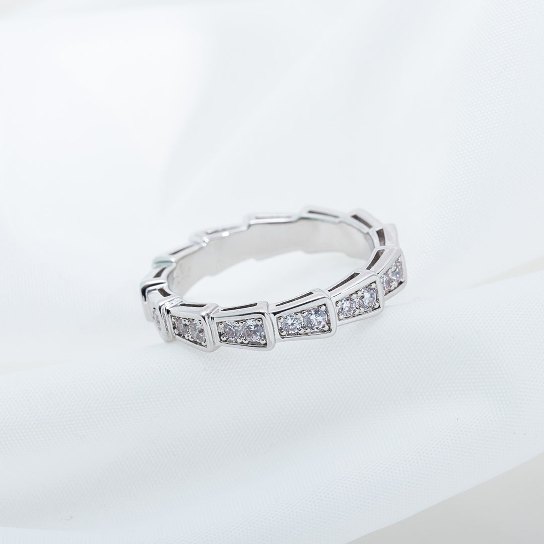[⭐Clover Jewelry]SERPENTI RING SILVER DIAMOND PAVED 3MM