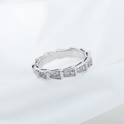 [⭐Clover Jewelry]SERPENTI RING SILVER DIAMOND PAVED 3MM