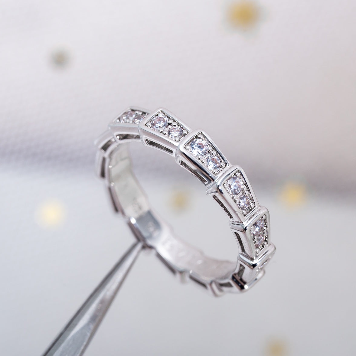 [⭐Clover Jewelry]SERPENTI RING SILVER DIAMOND PAVED 3MM