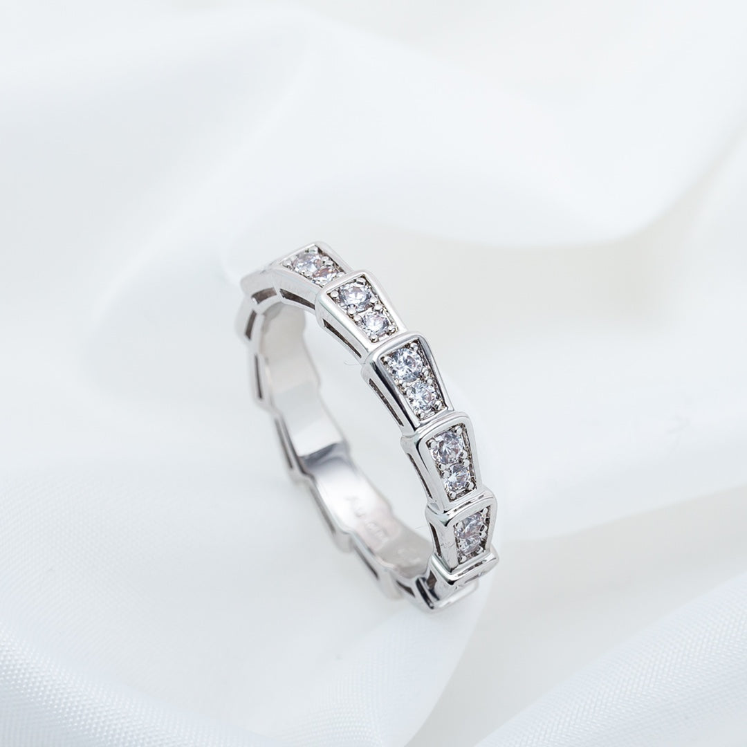 [⭐Clover Jewelry]SERPENTI RING SILVER DIAMOND PAVED 3MM