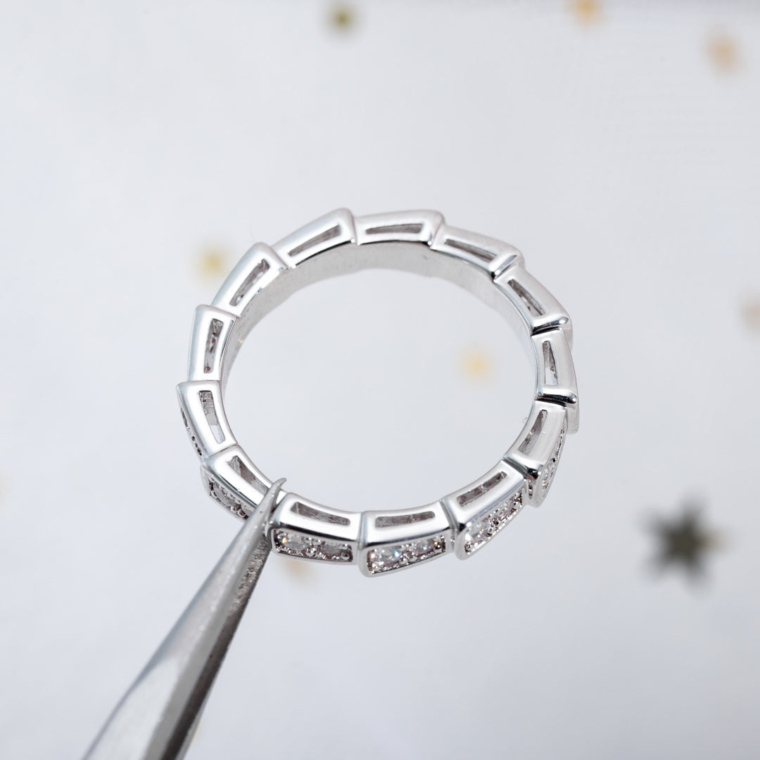 [⭐Clover Jewelry]SERPENTI RING SILVER DIAMOND PAVED 3MM