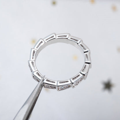 [⭐Clover Jewelry]SERPENTI RING SILVER DIAMOND PAVED 3MM