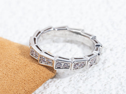 [⭐Clover Jewelry]SERPENTI RING SILVER DIAMOND PAVED 3MM